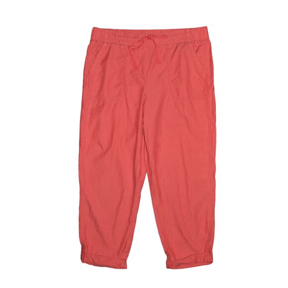 TALBOTS $79 Cotton Tencel Roll-Hem Pull-On Ankle Pant Red Size‎ 10 - Picture 1 of 3